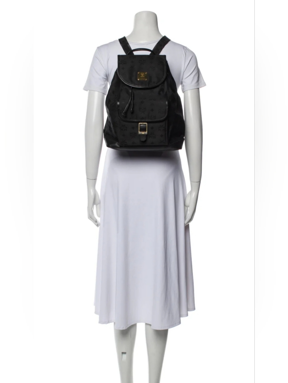 MCM Black Visetos Nylon Drawstring Backpack - Picture 15 of 16